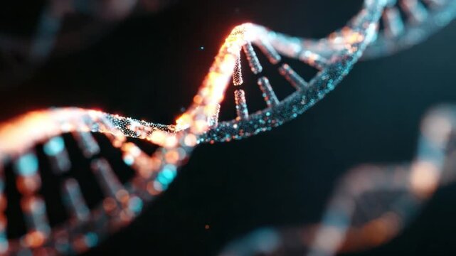 Illuminated DNA Helix: The intricate spiral of a DNA helix is rendered with stunning clarity, a brilliant display of scientific wonder.
