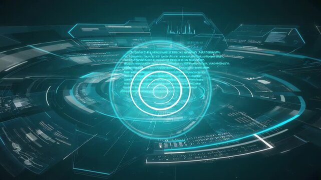 Sleek control interface displays glowing holographic data streams and analytics dashboards, representing advanced technology, cybersecurity systems, real time digital intelligence