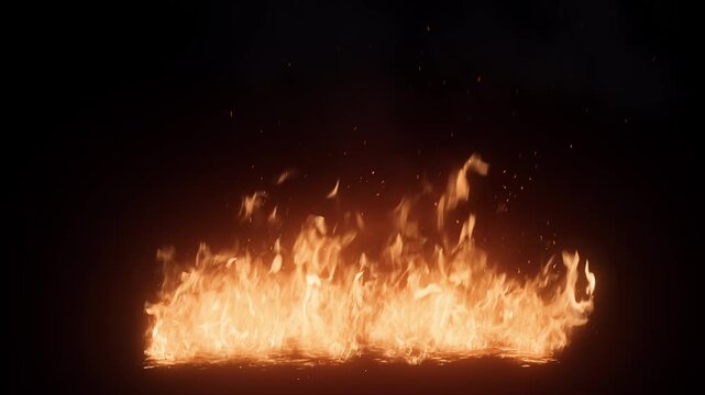 Realistic Fire Animation. Burning Fire Effect for VFX. Cinematic Fire