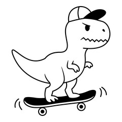Obraz premium Cool t-rex riding a skateboard. Cute t-Rex sticker. Cute sticker