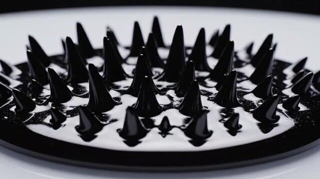 Black Hair Brush with Sharp Spikes on White Background.