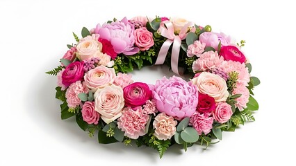 Beautiful pink flowers wreath for mother's day gift ideas and decorations