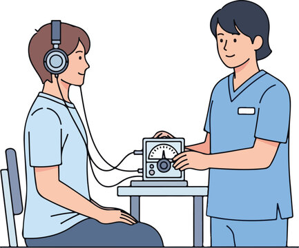 Hearing test with audiometer
