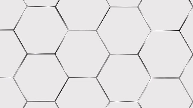3D gray hexagon background with subtle texture and soft grey light moving smoothly along the corner edges, creating a modern, minimal, and professional high tech visual atmosphere