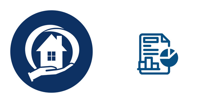House and document icons representing home and paperwork isolated on transparent background