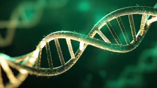 DNA Helix: A captivating close-up of a DNA helix, representing the essence of life and genetic code, swirls against a vivid background.