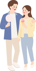 Obraz premium Cherry Blossom Viewing People Illustration