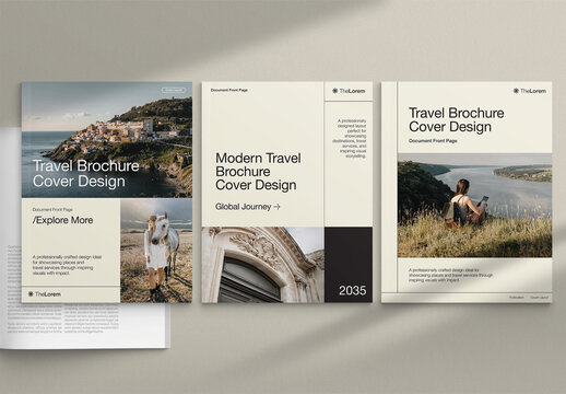 Travel Brochure Cover Template for Tourism Poster, Travel Magazine, Destination Guide & Itinerary