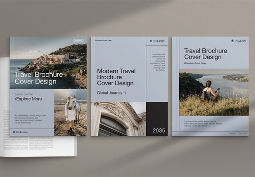 Travel Brochure Cover Template for Tourism Poster, Travel Magazine, Destination Guide & Itinerary