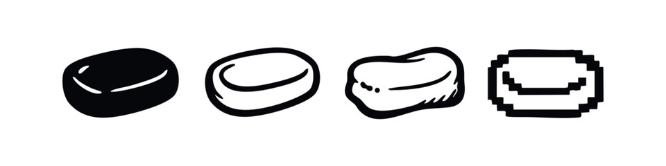 Bar of Soap Icon Set in Various Styles for Hygiene and Personal Cleansing