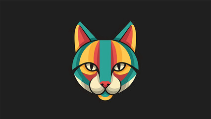 Fototapeta premium Colorful Abstract Geometric Cat Head Portrait.