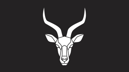 Geometric Kudu Antelope Head Silhouette Logo Design.