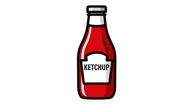 Red glass ketchup bottle condiment.