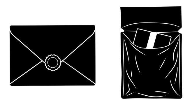 Comparison of a sealed envelope and a partially opened mailbag with a stamp Vector, illustration