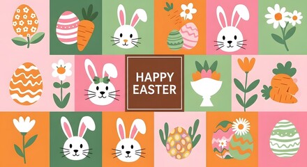 Easter celebration with bunny and floral patterns