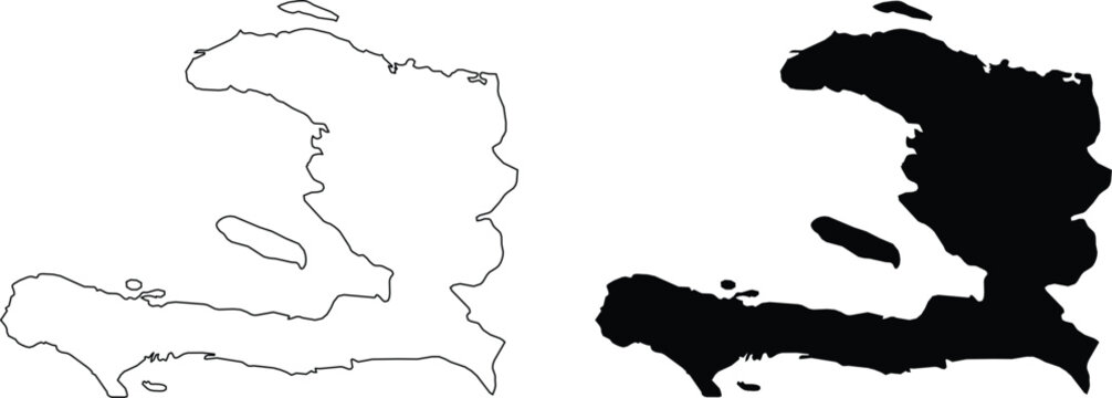 Haiti Map Outline And Silhouette illustration vector