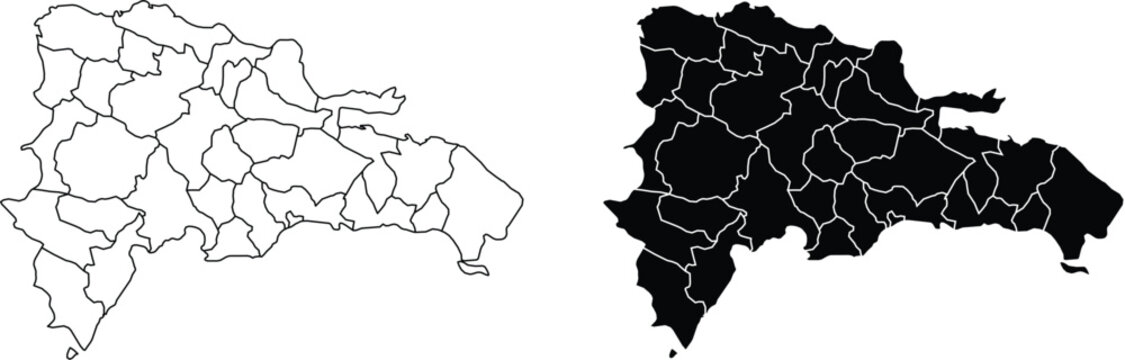 Outline and Solid Map of Hispaniola Island with Internal Divisions Keywords: Hispaniola, map