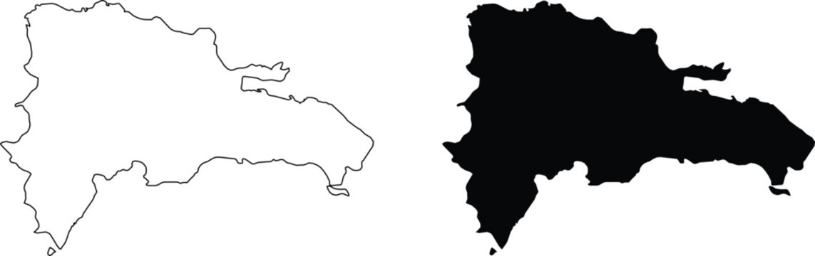 Outline and Solid Map of Hispaniola Island Keywords: Hispaniola, map, outline, solid, black