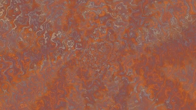 Abstract rusted metal swirls evolving organic surface texture