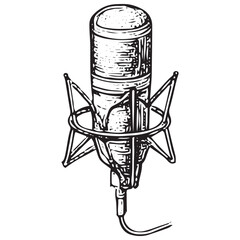 Vintage Studio Condenser Microphone Recording Equipment Illustration
