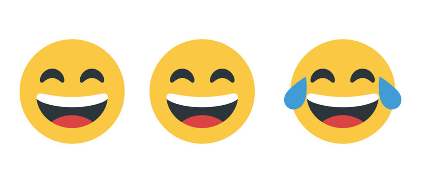 Laugh Emoji Icon Concept, Smiling and Laughing Face Emoticon in Generic Style, LOL Expression, Happy Reaction, Digital Messaging, Social Media, and Online Chat Vector Graphic.