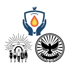 Pentecost remembrance and location icon bundle with candles monument flag and flame pin