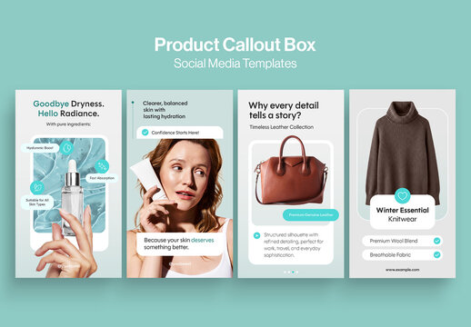 Product Callout Ad Creative Post Template, Social Media Product Promo Banner Layouts