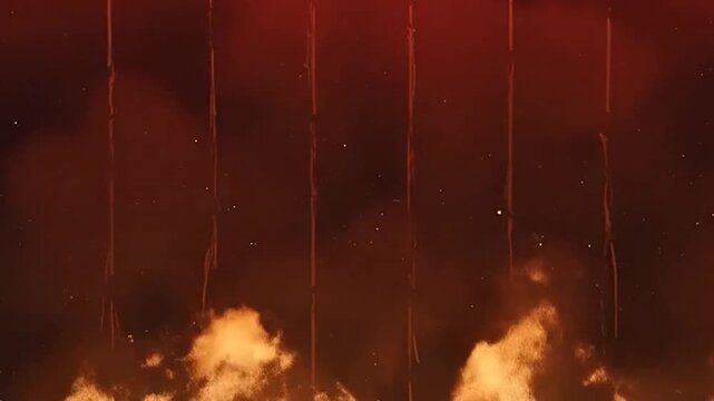 Abstract background of intense flames and smoke rising upwards