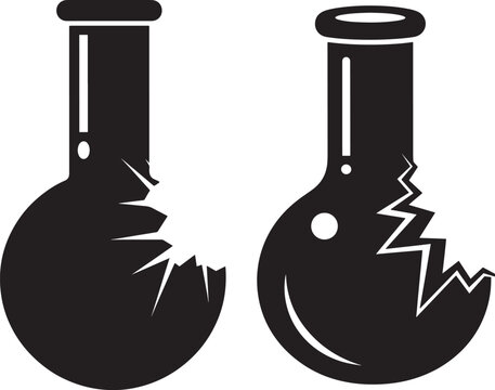 Broken flasks silhouette graphic design element