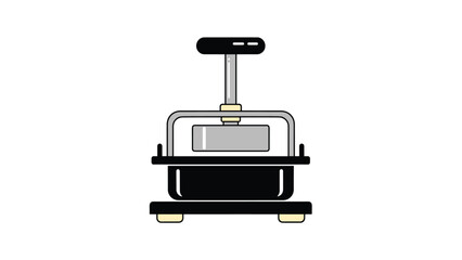 Fototapeta premium Industrial manual press machine shown in a clean illustration style, suitable for bookbinding, letterpress, or heavy duty craft work.