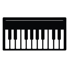 Naklejka premium Detailed isolated black and white illustration of a minimalist piano keyboard