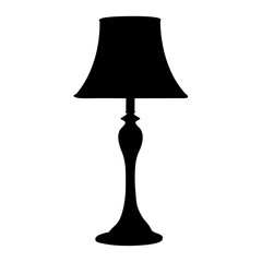 Obraz premium Elegant black table lamp silhouette with a gently curved lamp shade design