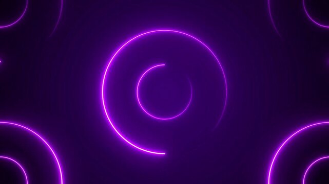 Abstract purple background with glowing neon circular frames in a vibrant digital atmosphere.