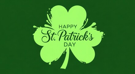 Happy St. Patrick's Day Greeting with Shamrock Illustration and Copy Space Festive Celebration