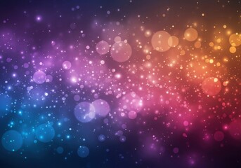 Obraz premium Cosmic Rainbow Color Bokeh: Sparkling Purple, Pink, Blue and Gold Light Particles Floating Across Dark Space for Magical Dreamy Abstract Background