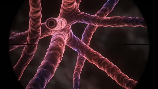 Abstract render of red vein structures in biological scientific composition