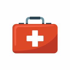 Fototapeta premium A simple red first aid kit with a white cross on the front.