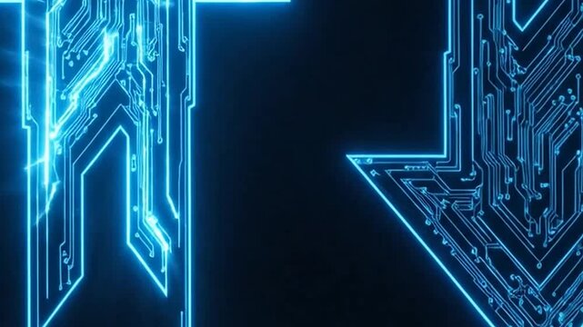 Digital glowing arrows representing data flow and technological concepts