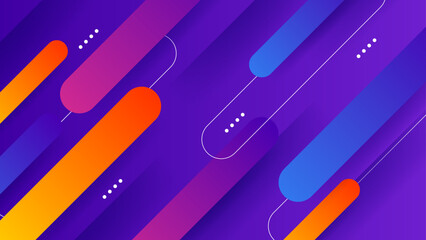 Vibrant purple backdrop featuring colorful diagonal rounded lines and minimalist dot patterns for digital creative projects