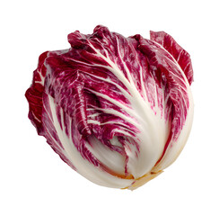 Obraz premium Fresh red radicchio head with vibrant color and crisp texture isolated on transparent background