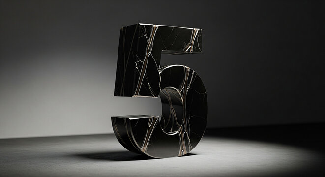 Golden Vein Number Five Standing Out with Dramatic Illumination