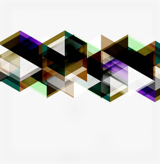 Fototapeta premium Abstract geometric pattern. Overlapping triangles create dynamic visual texture. Neutral background emphasizes shapes, colors.