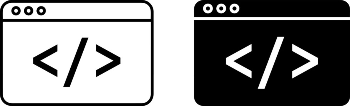 Coding symbols in browser windows for web development