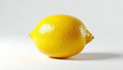 Bright Yellow Lemon on White Background, Close-up Studio Shot.