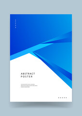 Fototapeta premium Sharp abstract poster design utilizing shades of blue with geometric angular shapes and clean white negative space for corporate identity