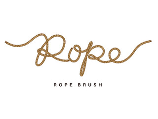 Realistic Rope Vector Brush and Illustration: Decorative Nautical Cord with Knots and Twisted Texture for Marine and Rustic Design