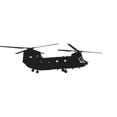 Chinook Helicopter icon Silhouette vector black print design on a white background © NexaVectors