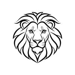 Fototapeta premium Majestic Lion Head Illustration, Bold Tribal Tattoo Style, Fierce Warrior King, Graphic Design Element