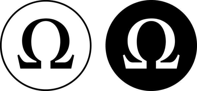 Omega logo symbol in black and white circular designs