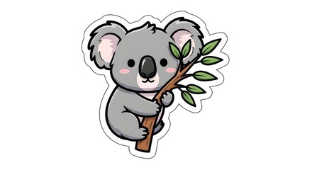 AIzaSyBFcFvcPByegxKqKy-518t5MF7DMOm4IUQ Cute Koala Hugging Tree Branch Sticker Illustration